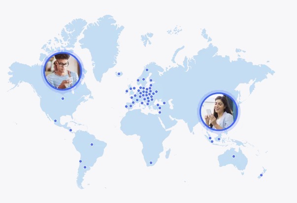 NordVPNは60か国の地域で5,300台以上のサーバーが利用可能
